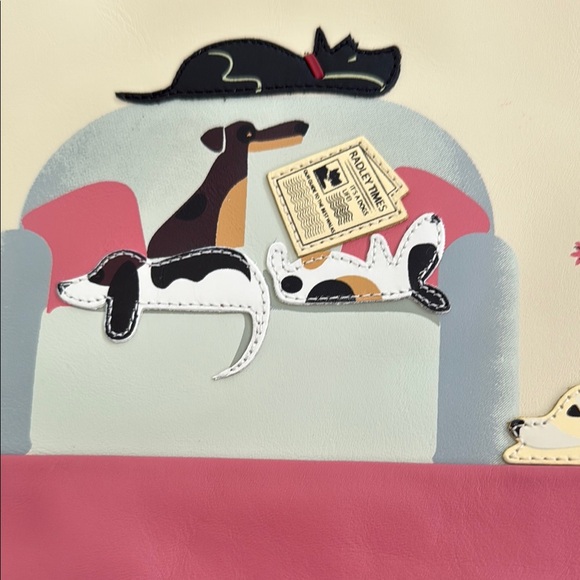 RADLEY LONDON Cream and Pink Dog Design Tote NWT - Picture 5 of 9